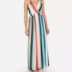 Express Maxi dress! Size medium. Bright multi-colored stripes! Lace up back!